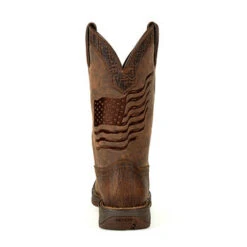 Durango Brown Distressed Flag Embroidery Square Toe Boots -Western Denim Store DDB0314 back