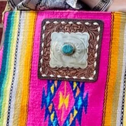 American Darling Pink Serape Saddle Blanket/Concho Crossbody -Western Denim Store IMG 4874