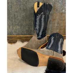 Anderson Bean Grey Waxy Kudu Royal Blue Boots -Western Denim Store IMG 5075
