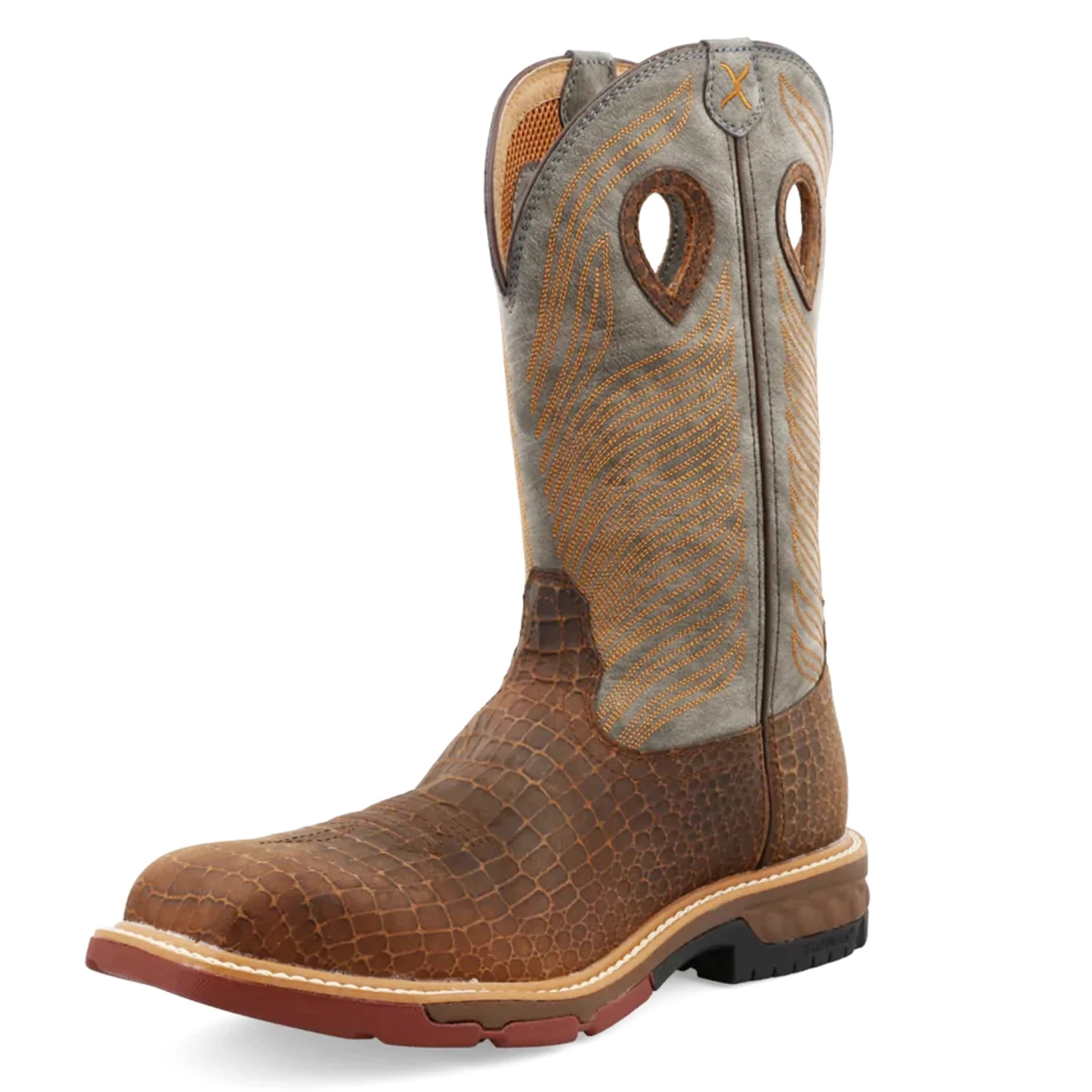 Twisted X Men's Nano Comp Toe Pull-On Work Boots-Caiman Print Leather 3 Twisted X Men's Nano Comp Toe Pull-On Work Boots-Caiman Print Leather